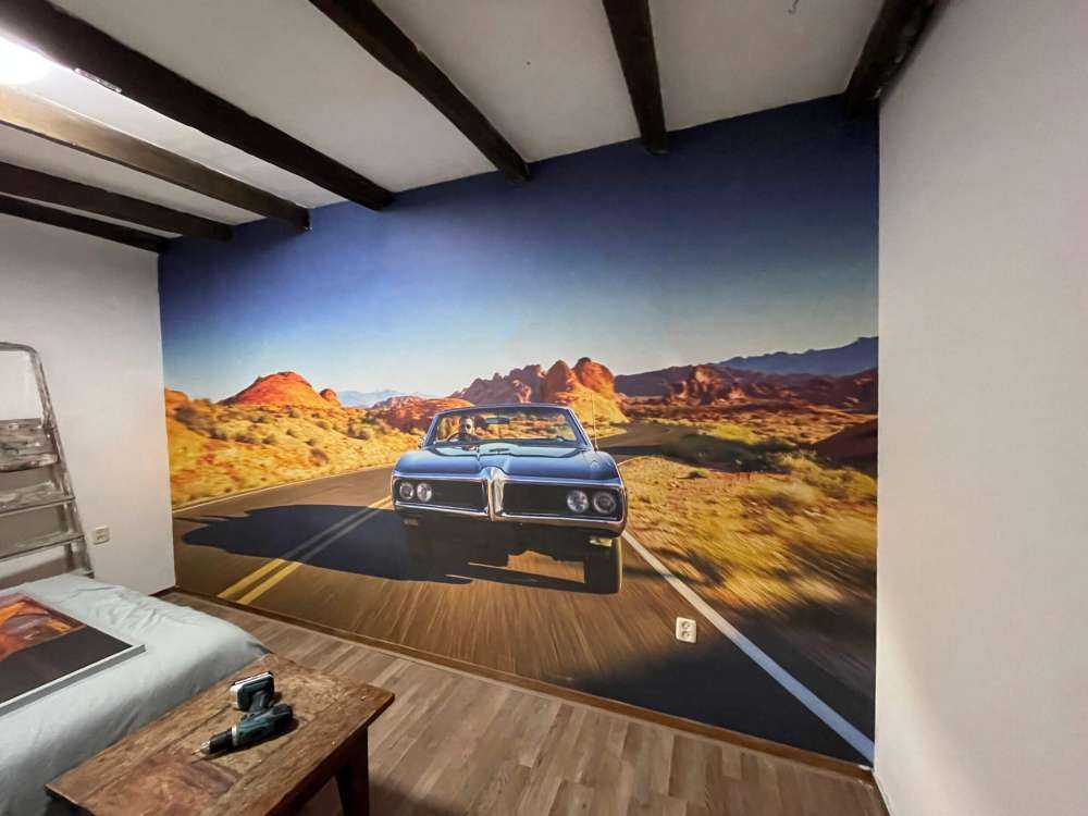 Samochód mięśniowy w amerykańskim krajobrazie