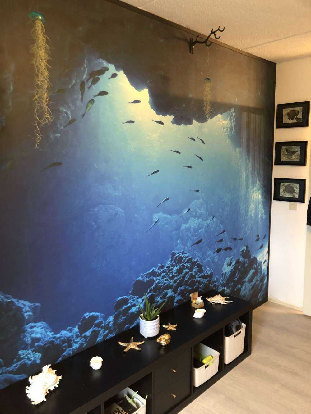 Podwodna jaskinia z rybami