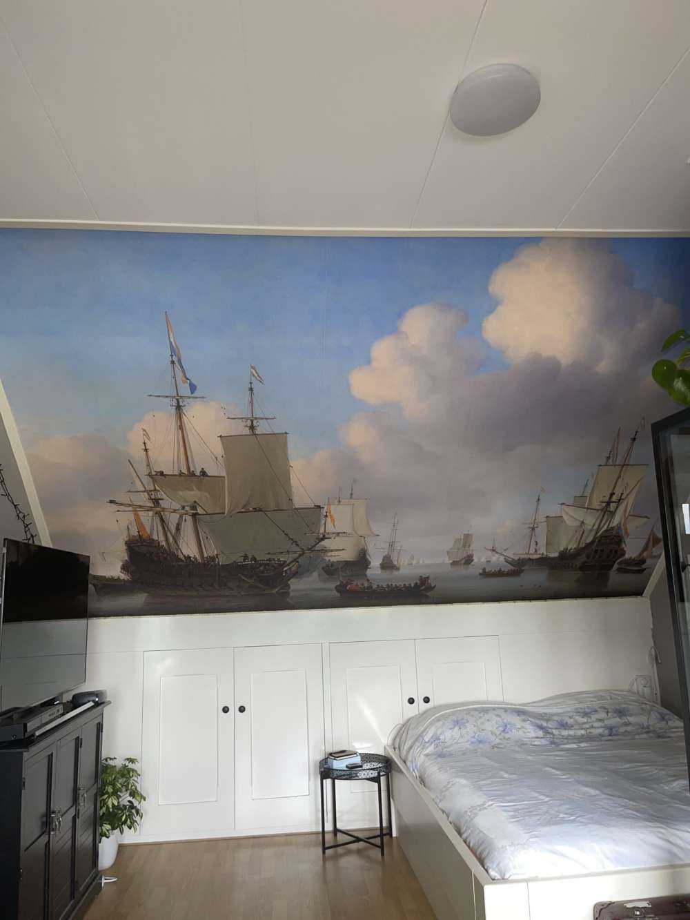 Tapeta fotograficzna Rijksmuseum. Holenderskie statki na spokojnym morzu.