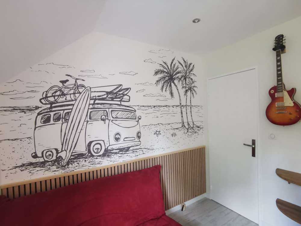 Czarny i biały rysunek plaży