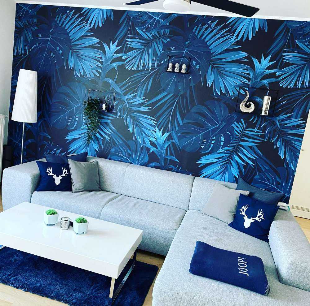 Niebieskie liście tropikalne