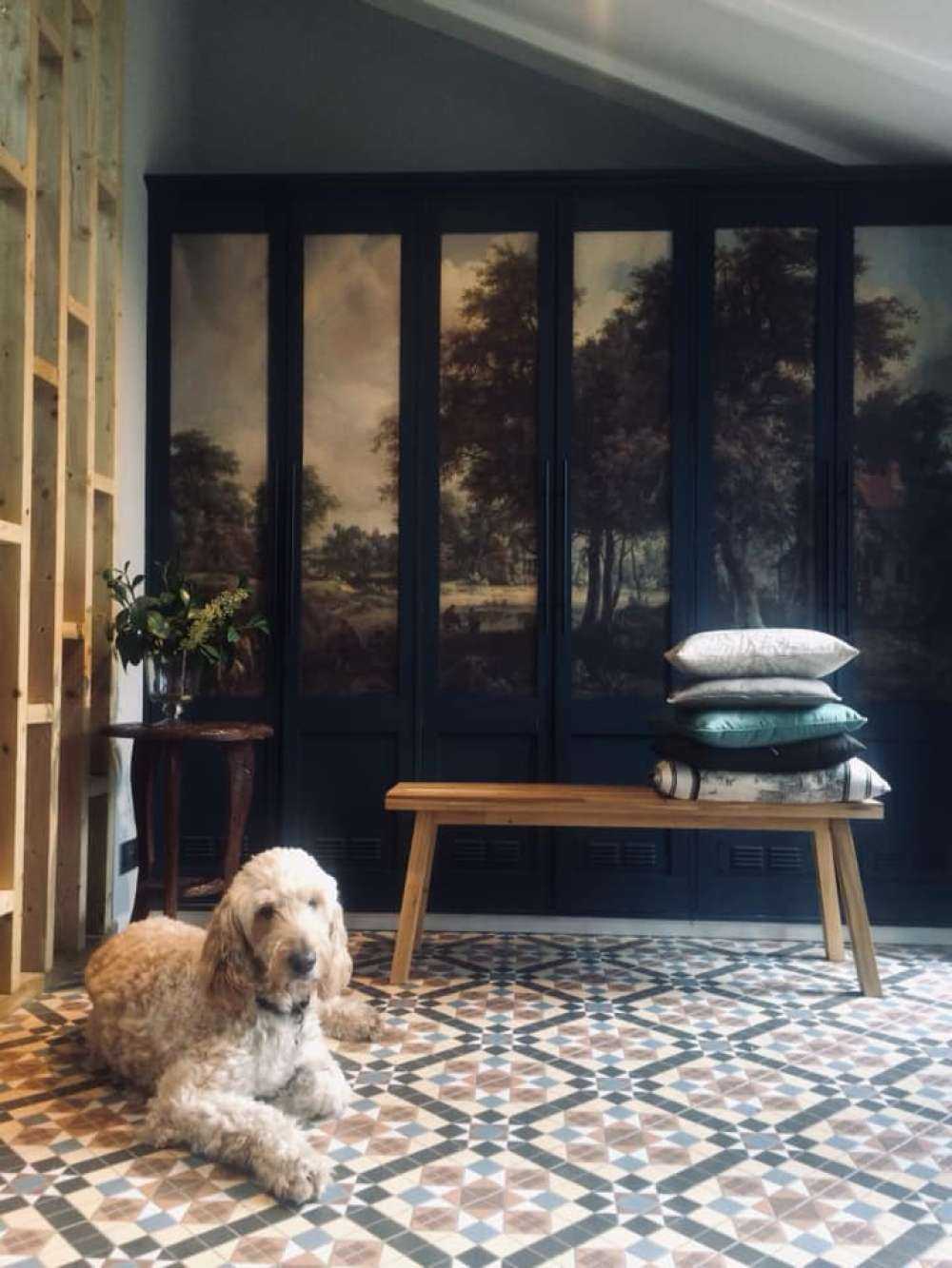 Krajobraz leśny z zabudowaniami gospodarczymi