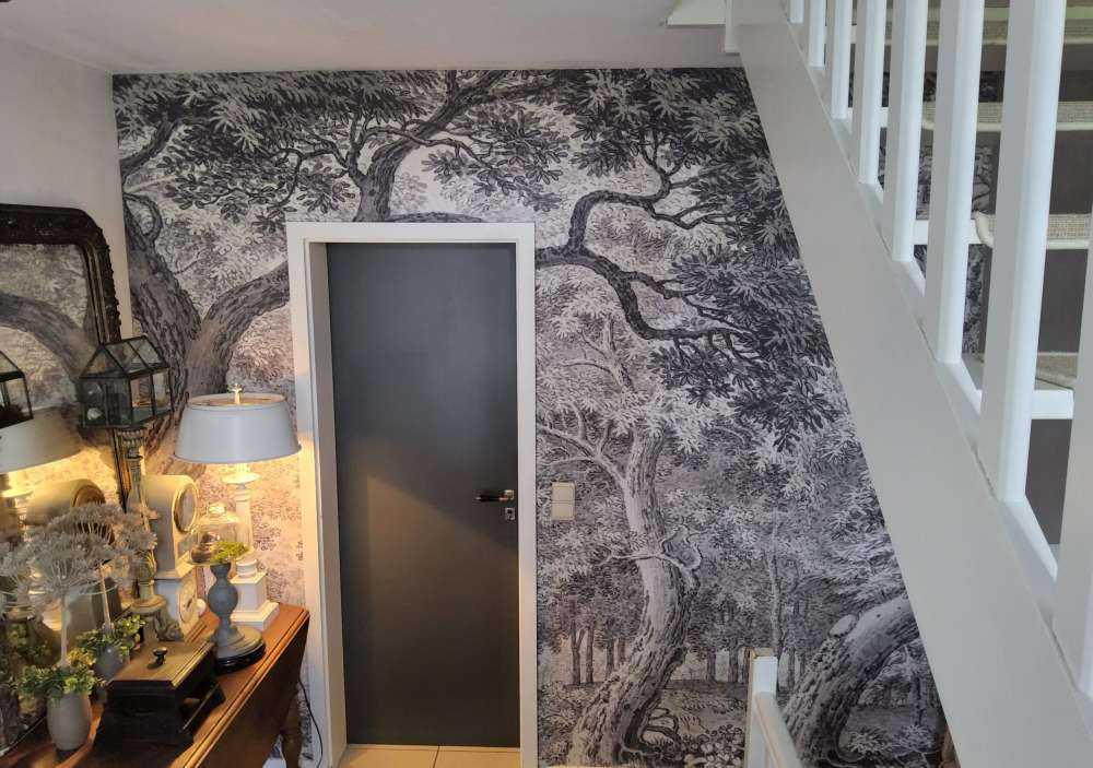 Widok na las z dwoma jeleniami