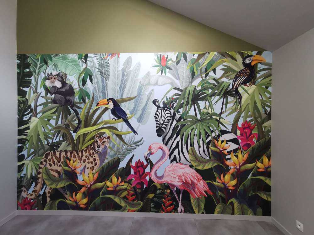 Kolorowa dżungla z zwierzętami