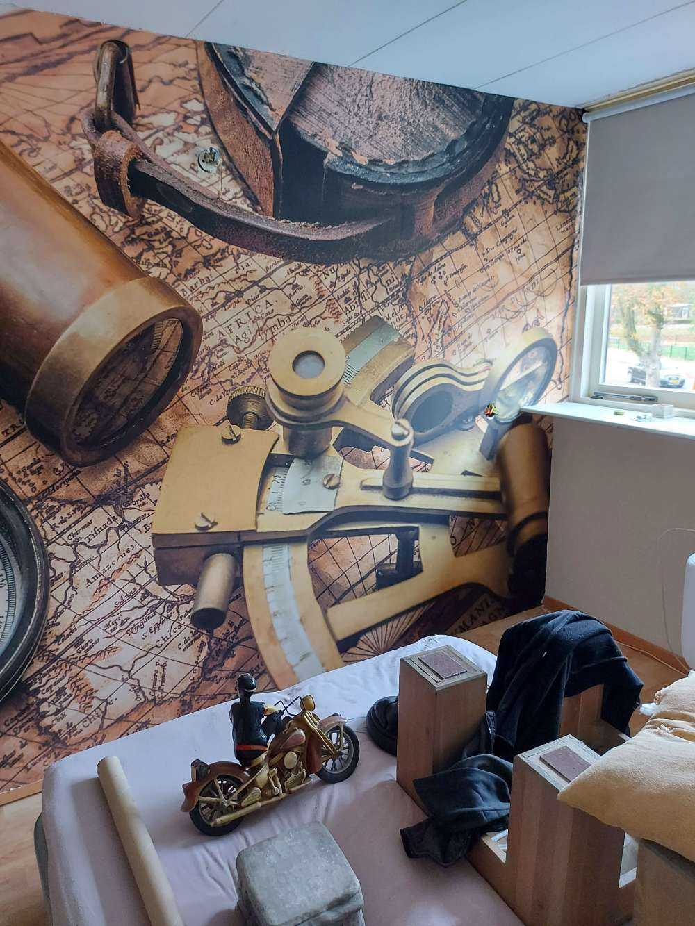 Historyczna mapa świata z kompasem - Fototapety.com