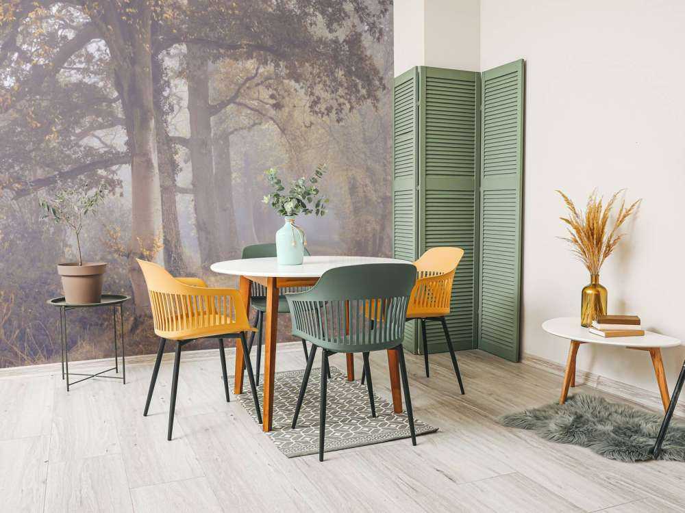 Zamglona droga z drzewami