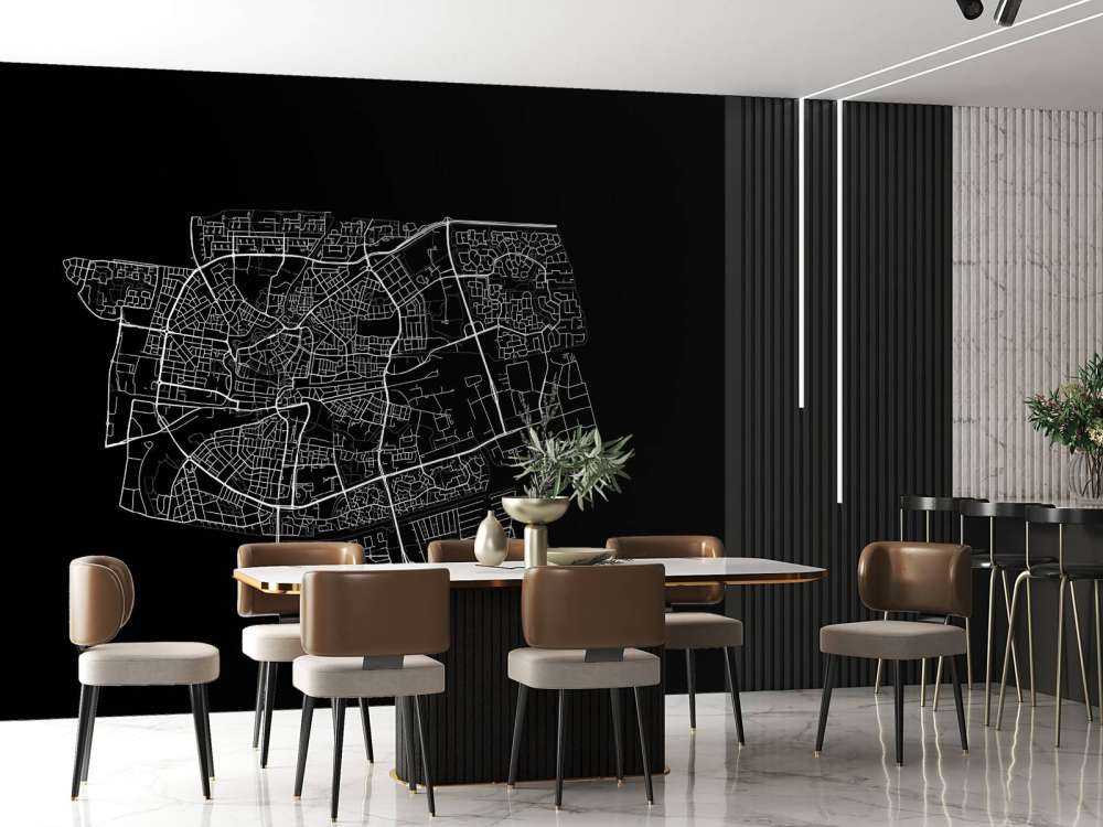 Mapa Leeuwarden, czarna