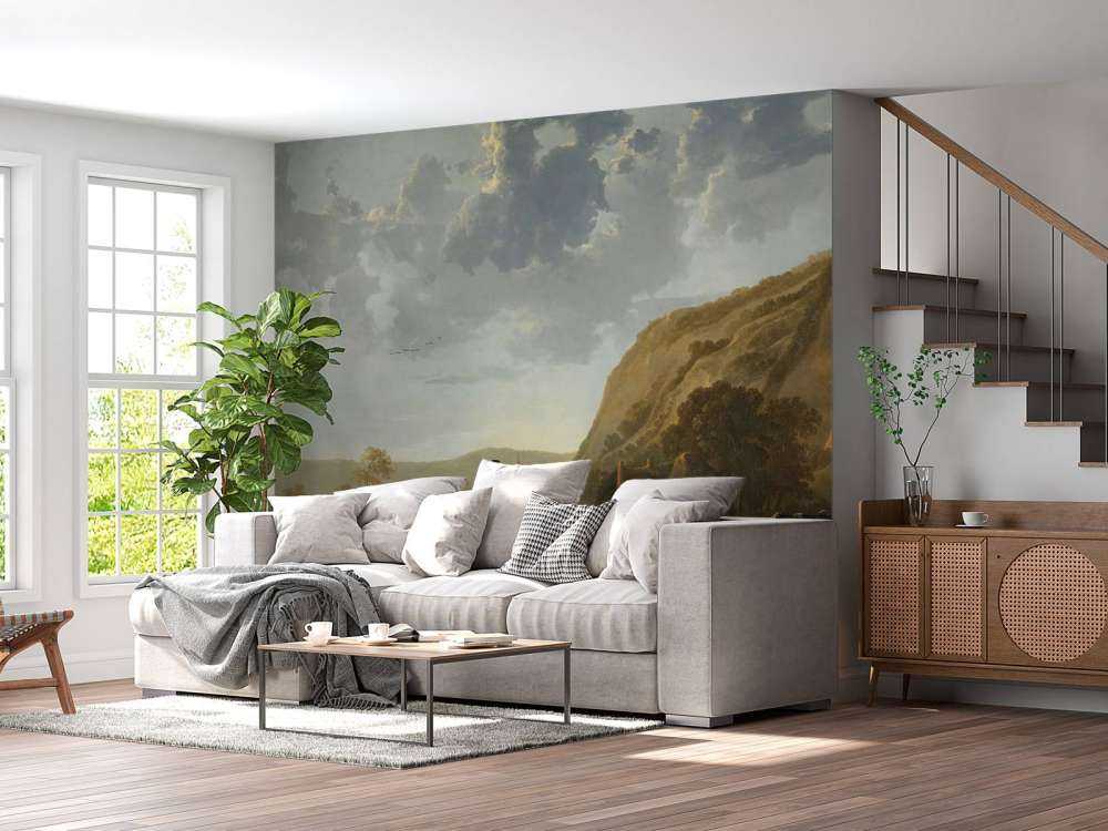 Krajobraz rzeczny z jeźdźcami