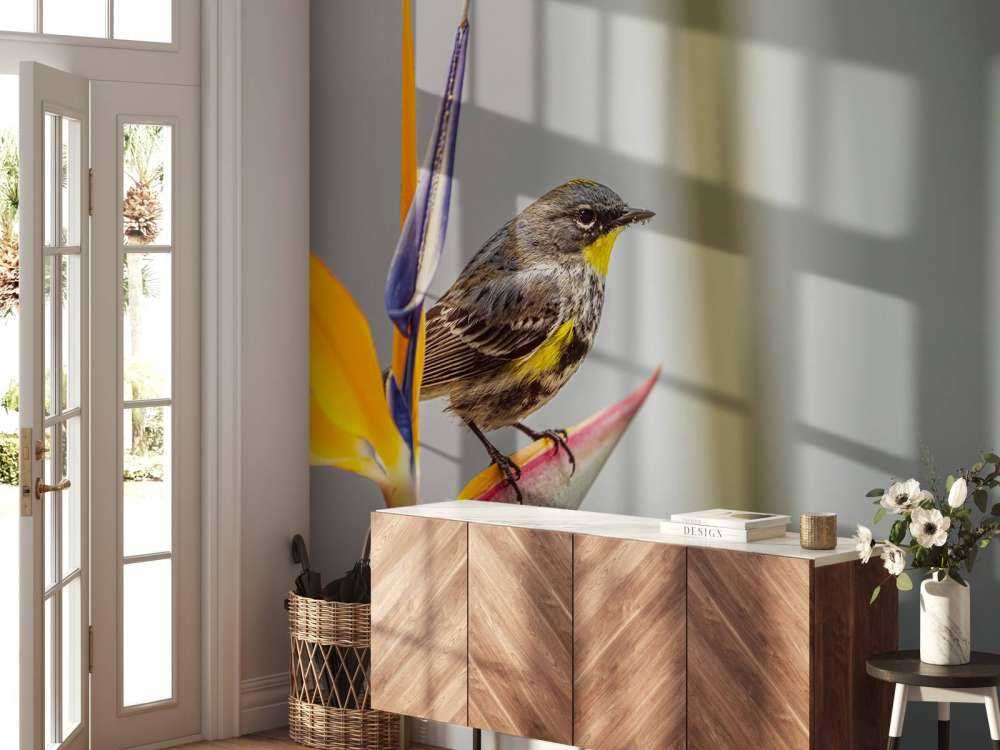 Rajski kwiat z ptakiem