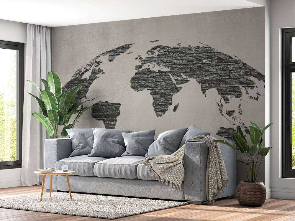 Mapa świata ciemne kamienie