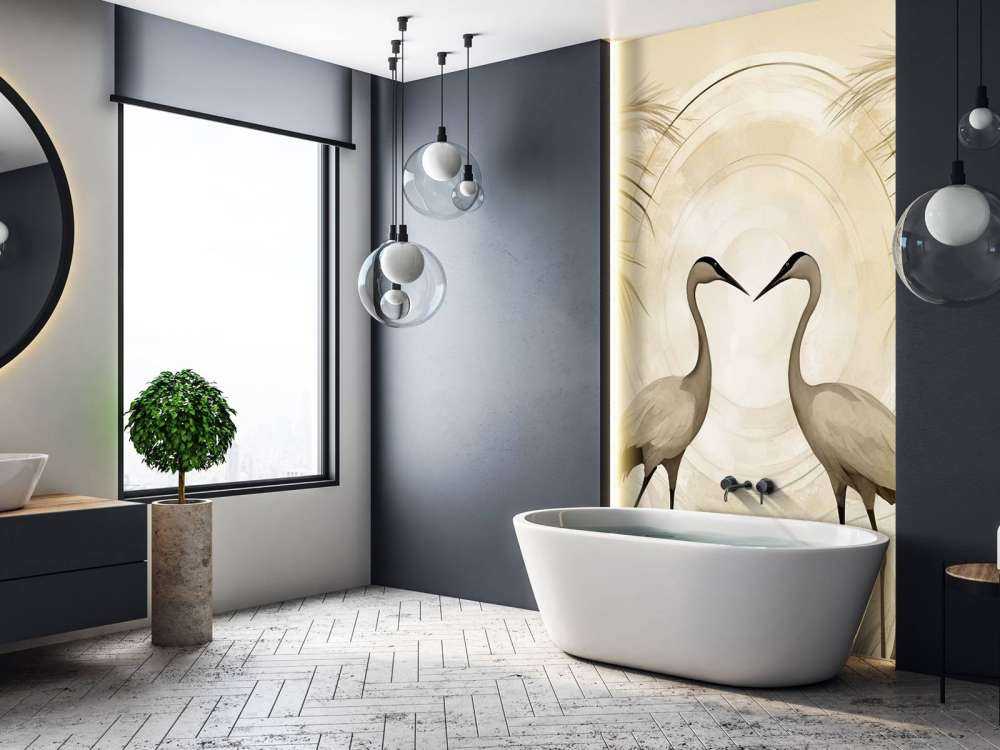 Żurawie o zachodzie słońca taupe