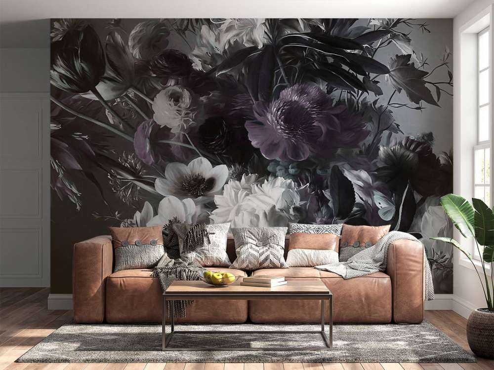 Duży bukiet z anemonami fioletowymi