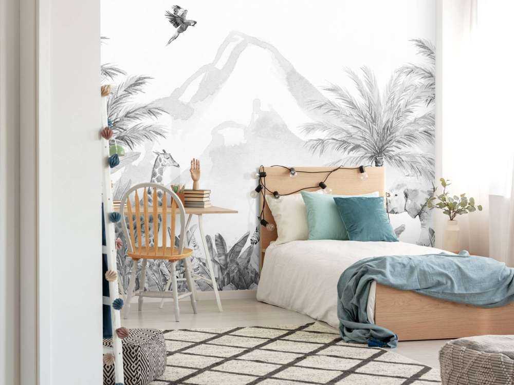 Zwierzęta z dżungli w czerni i bieli