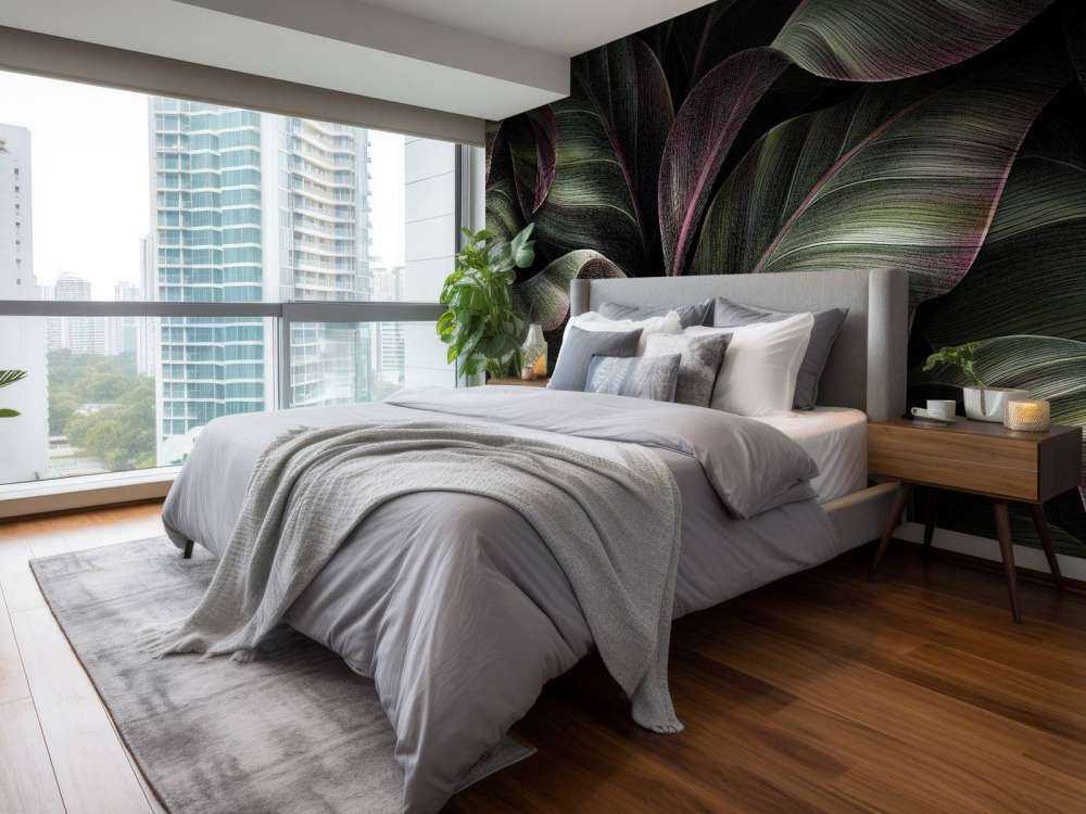 Liście z ciemnym tłem