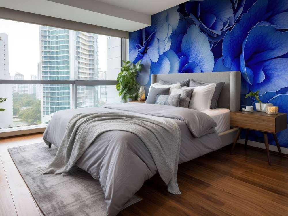 Zbliżenie na niebieskie hortensje