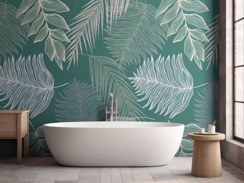 Liść palmowy na zielonym tle