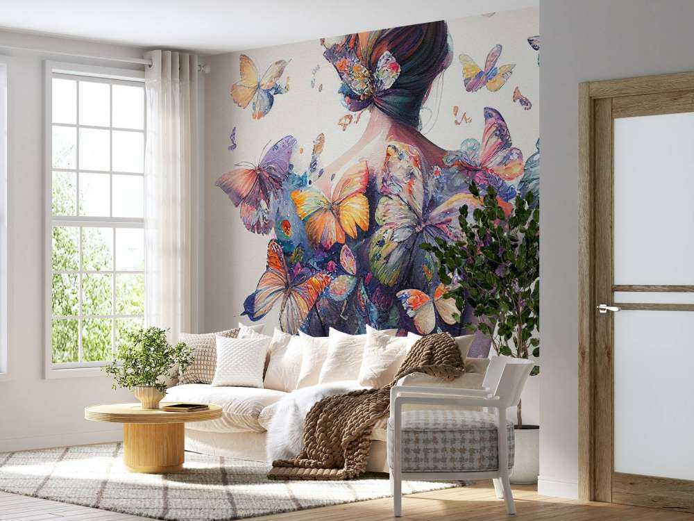 Akwarelowy motyl kobiece ciało #1