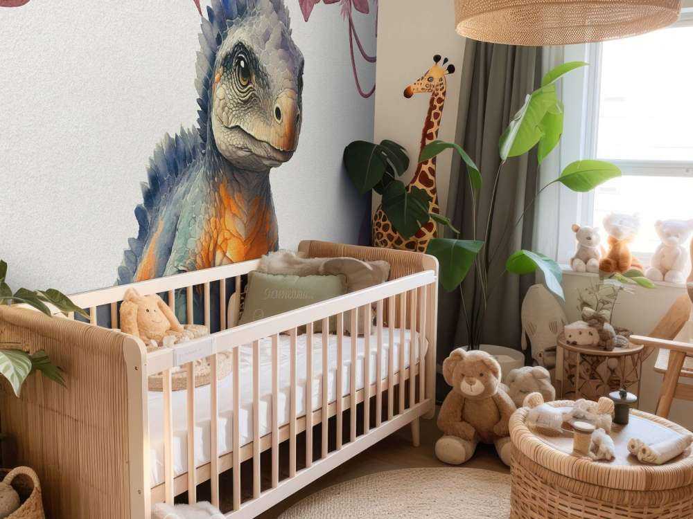 Młody ankylozaur w różowej dżungli