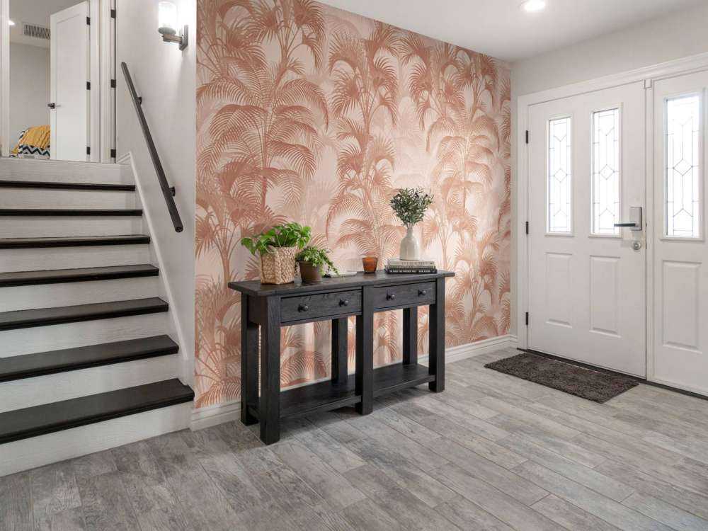 Tropikalne palmy w stylu vintage - terakota