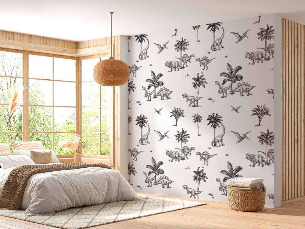 Wzór Dino w czerni i bieli