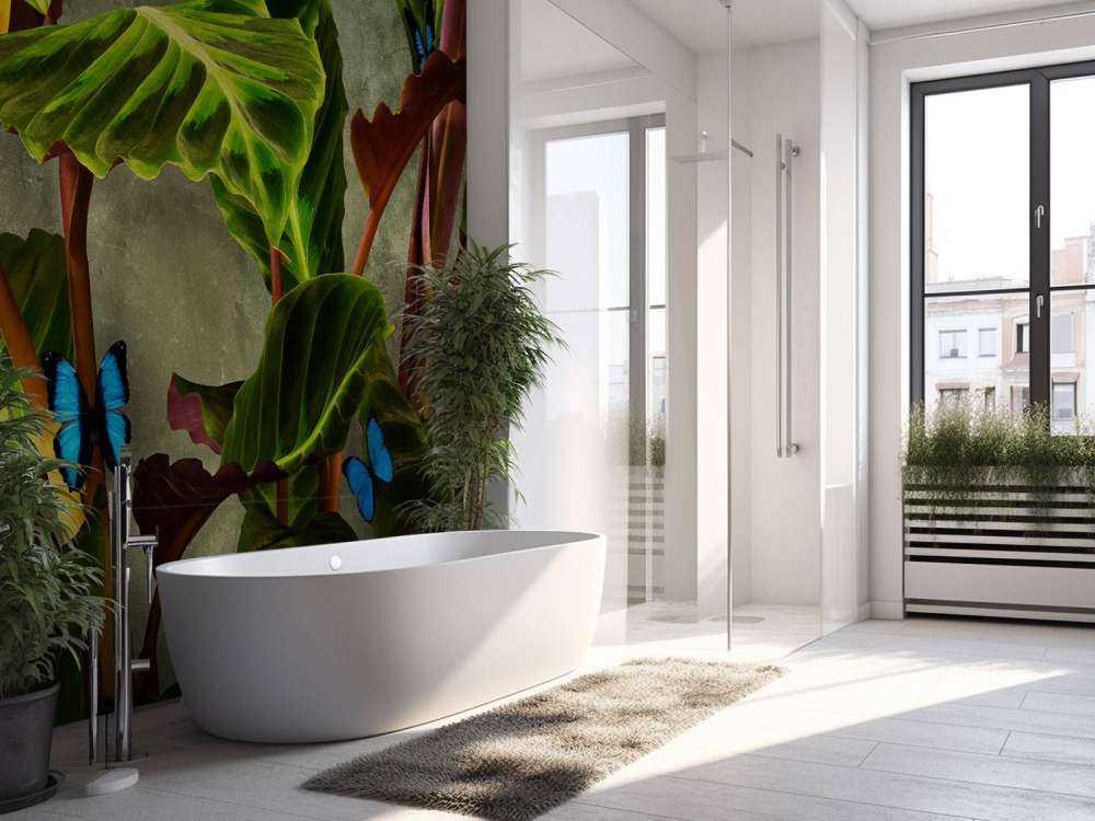 Zielona roślina z motylami