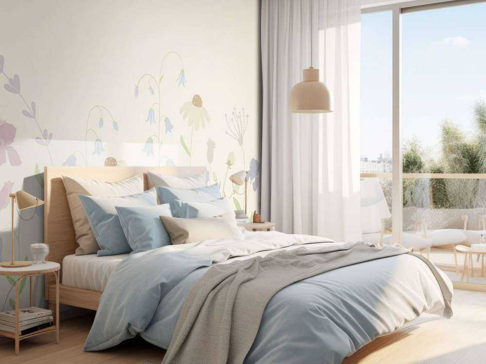 Wysokie pole kwiatowe z piaskiem, starym różem, zielenią i bzem