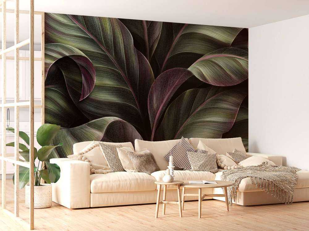 Liście z ciemnym tłem