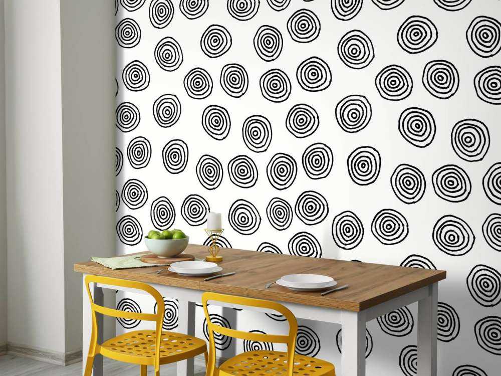 Kręgi abstrakcyjne w kolorach czarnym i białym