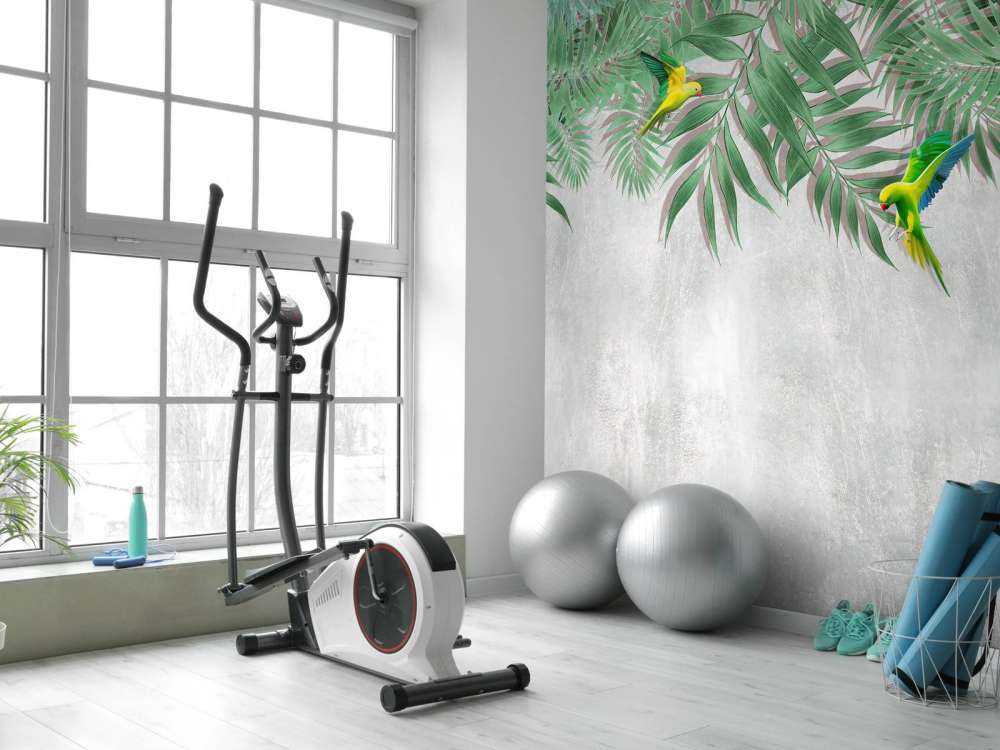 Tropikalne liście i papużki nierozłączki