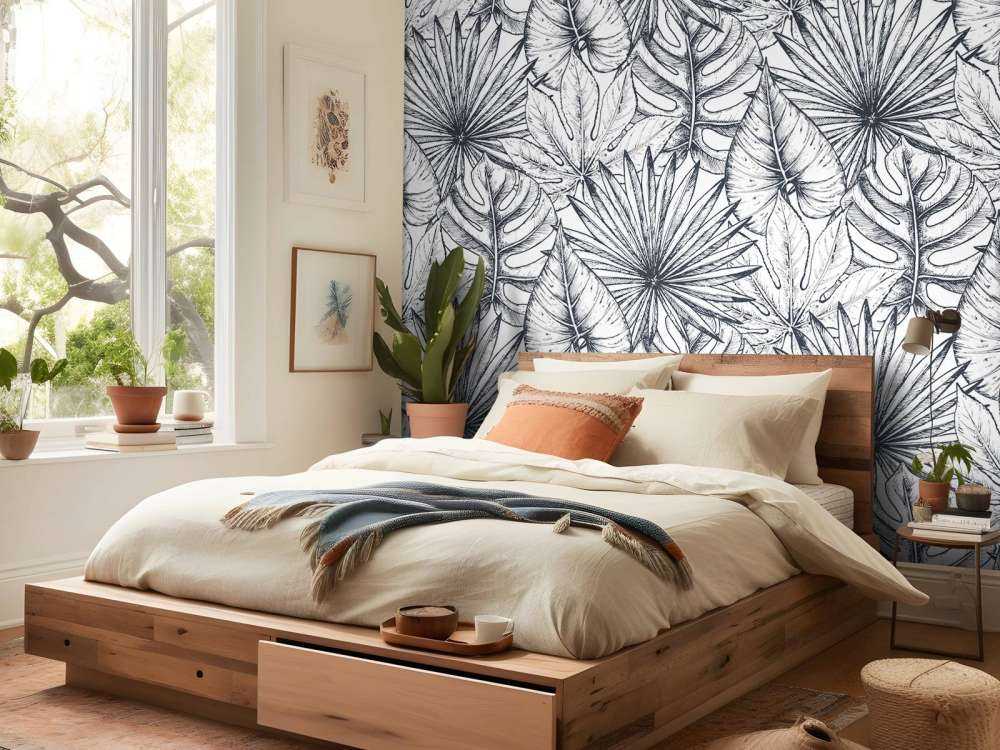 Białe rysowane liście