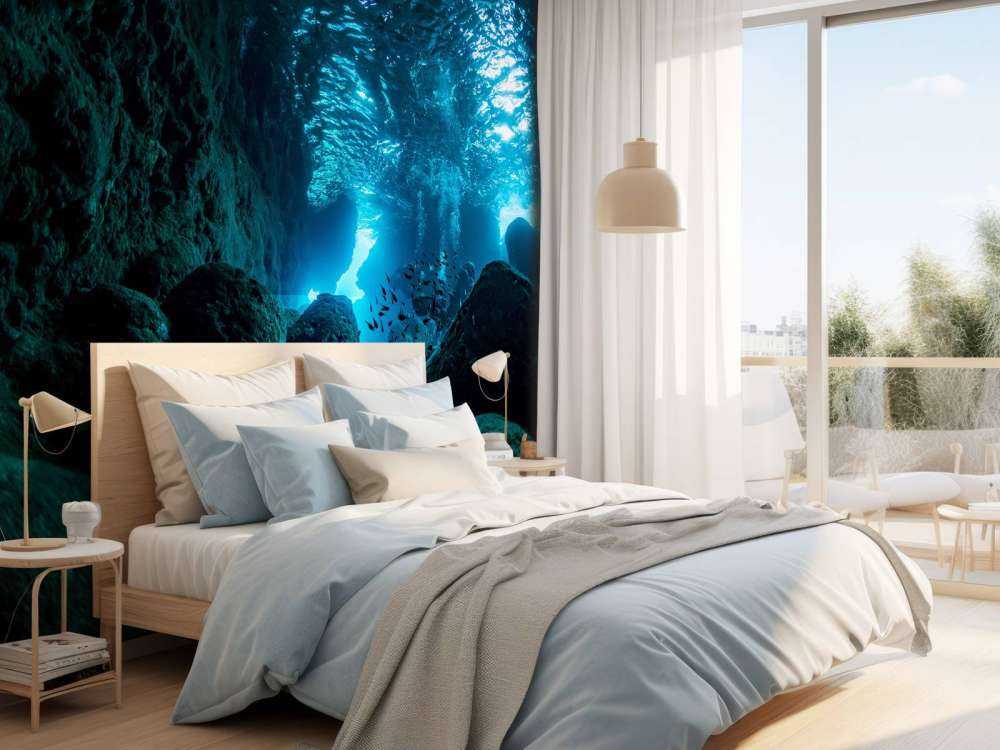 Promienie słoneczne w podwodnej jaskini