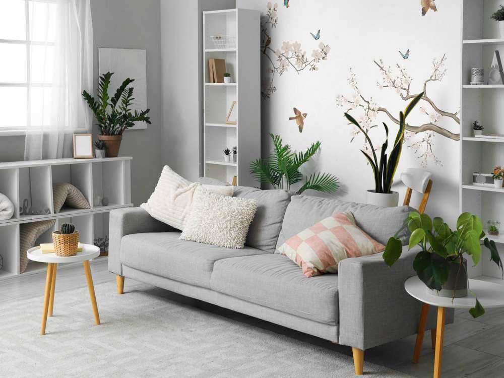 Kwitnące gałęzie i ptaki