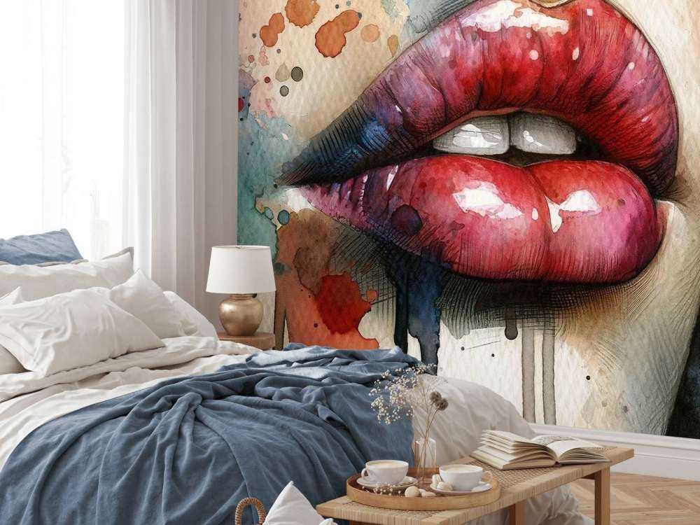 Usta kobiety akwarela #1