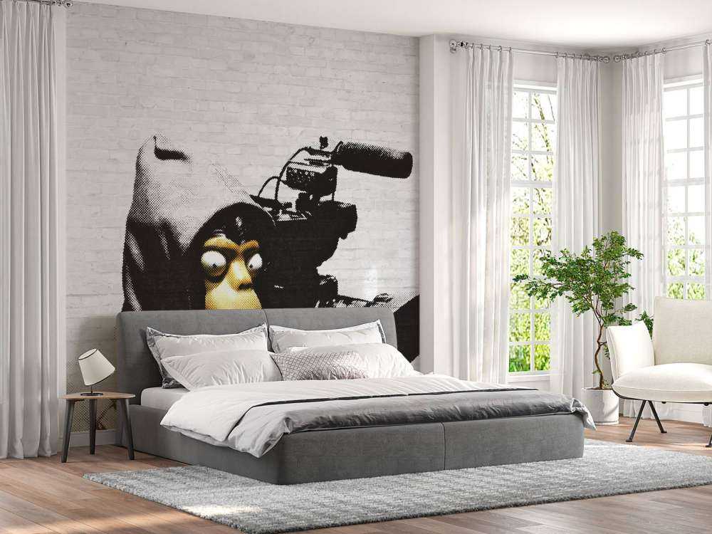 Banksy - ETTGS monkey, white bricks