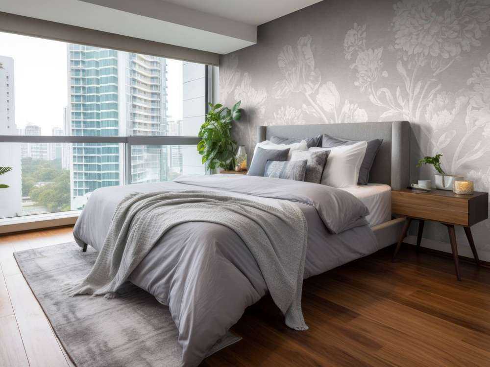 Barokowy pejzaż kwiatowy - szary