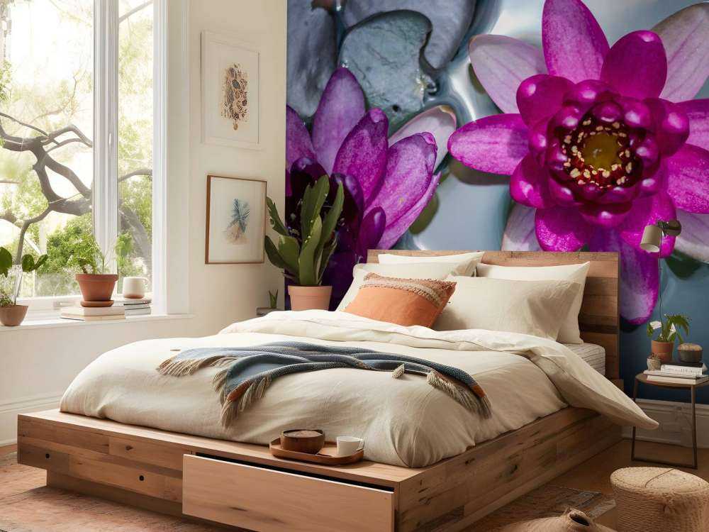 Różowy kwiat lotosu w wodzie