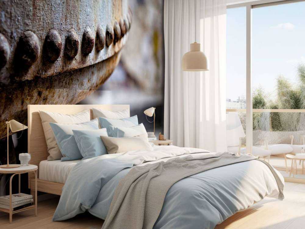 Detal zardzewiałego kotła parowego