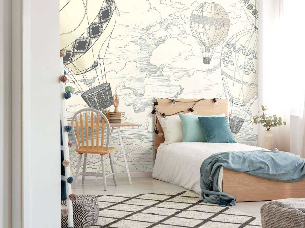 Białe nowoczesne balony na gorące powietrze