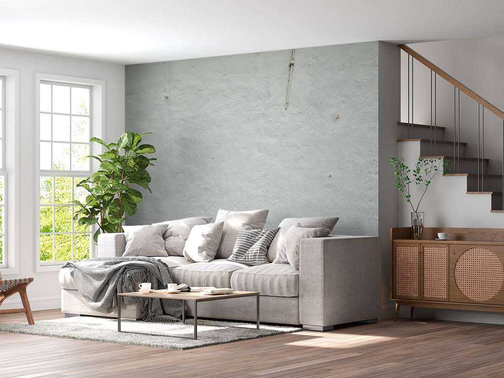 Ściana z białym stiukiem