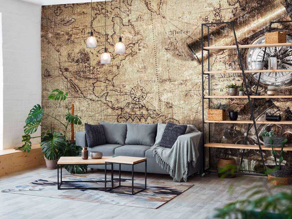 Mapa świata z kompasem