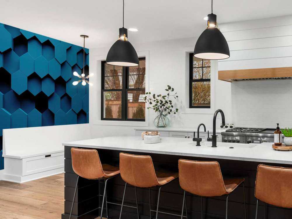 Granatowe sześciokąty