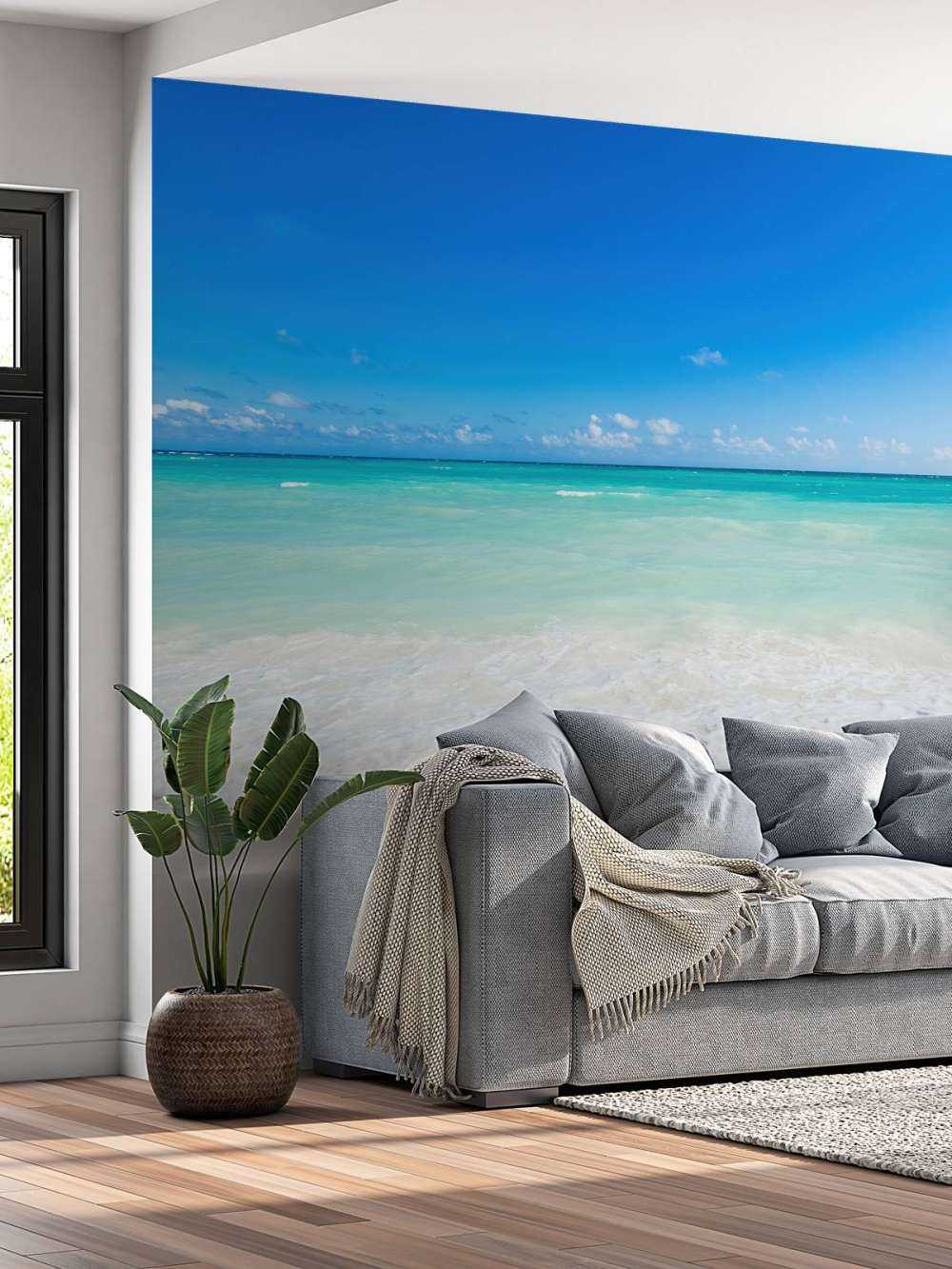 Biała plaża i fale