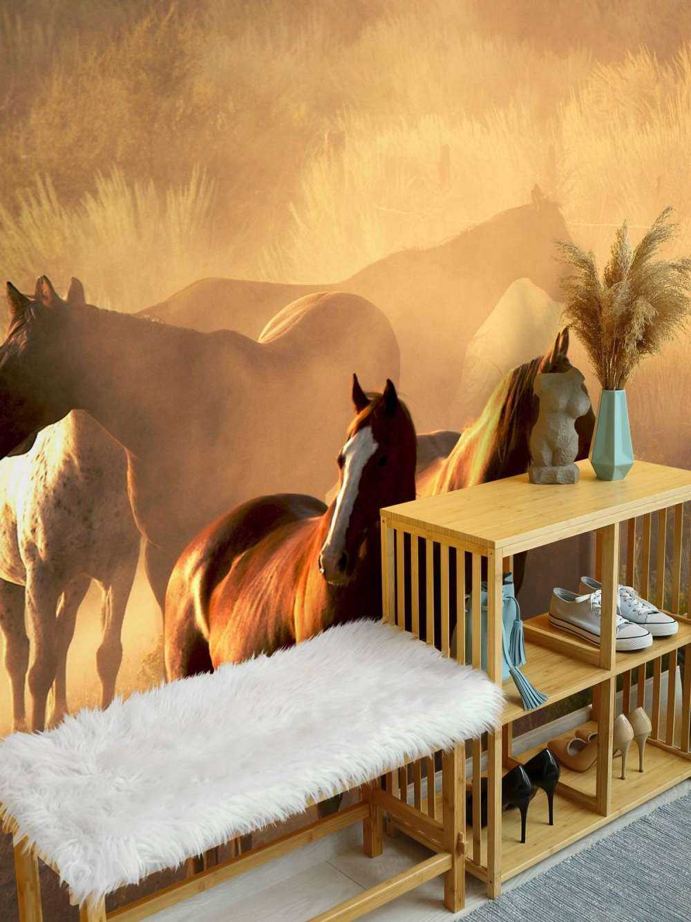 Konie podczas zachodu słońca