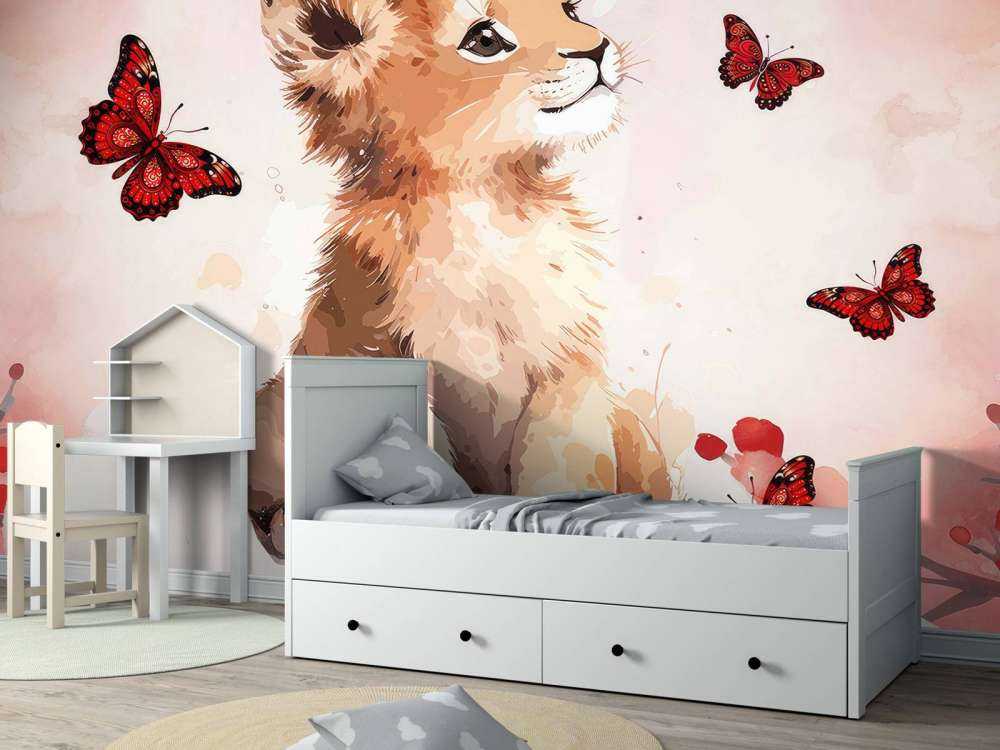 Dromerige lwiątko i motyle