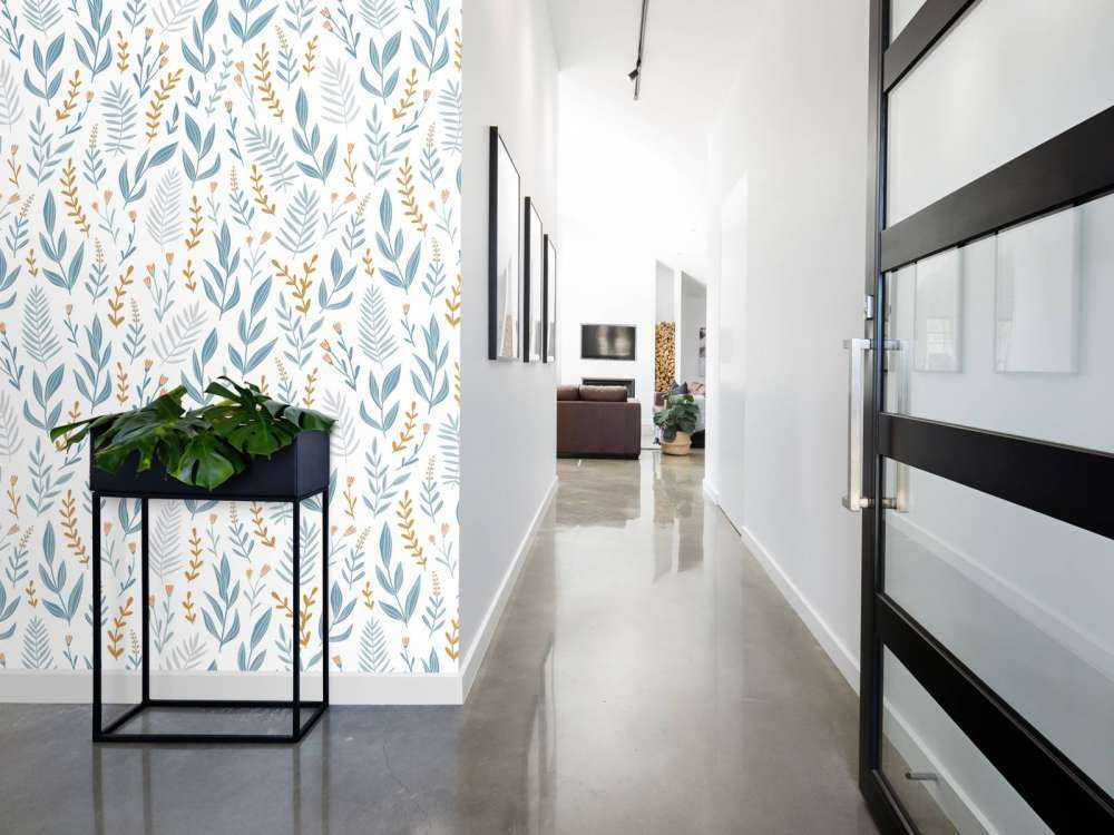 Niebieski wzór liści