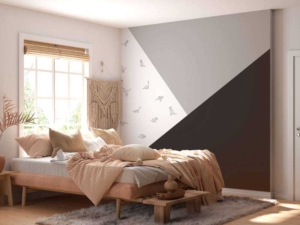 Czarno-białe trójkąty z dinozaurami