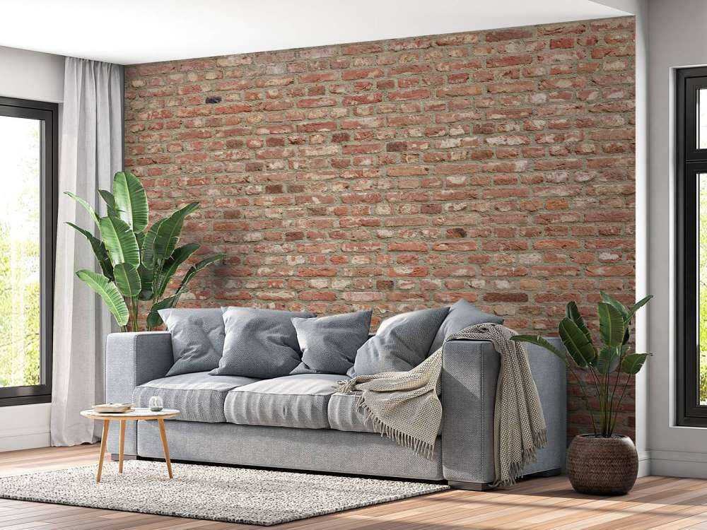 Ściana z różnokolorowymi cegłami