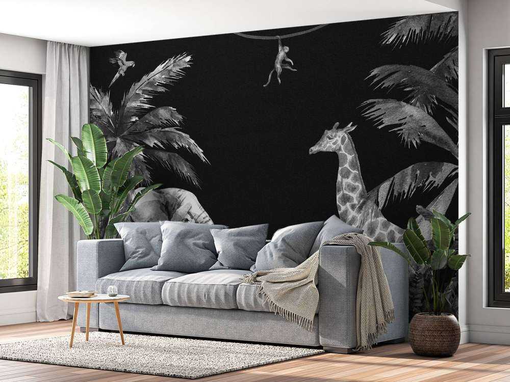 Czarno-białe zwierzęta z dżungli