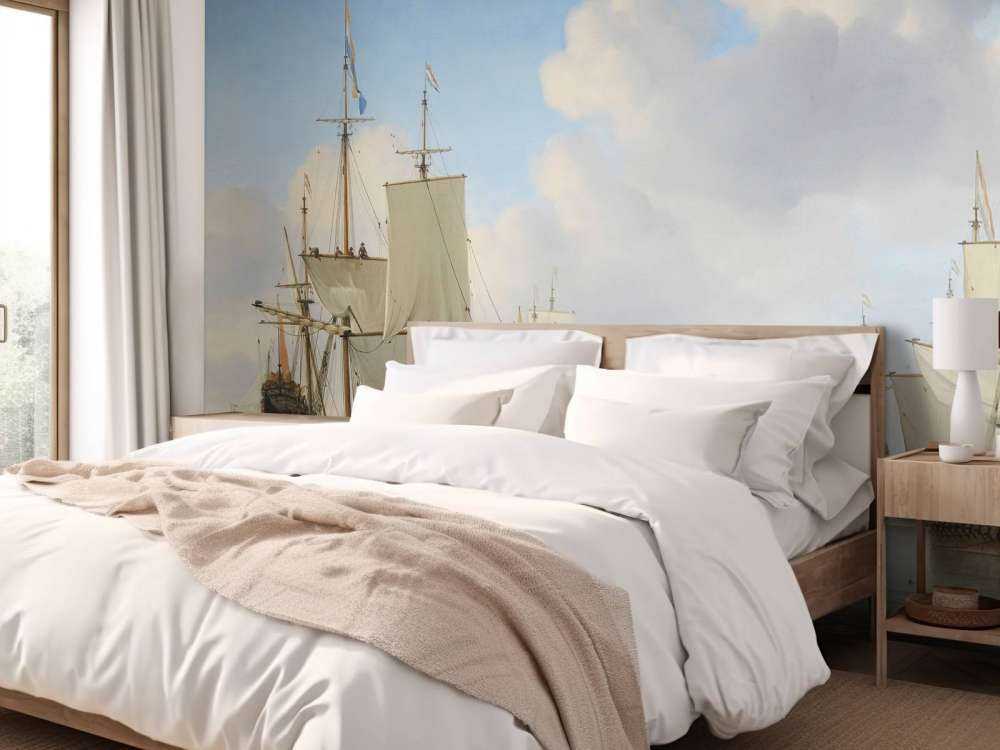 Tapeta fotograficzna Rijksmuseum. Holenderskie statki na spokojnym morzu.