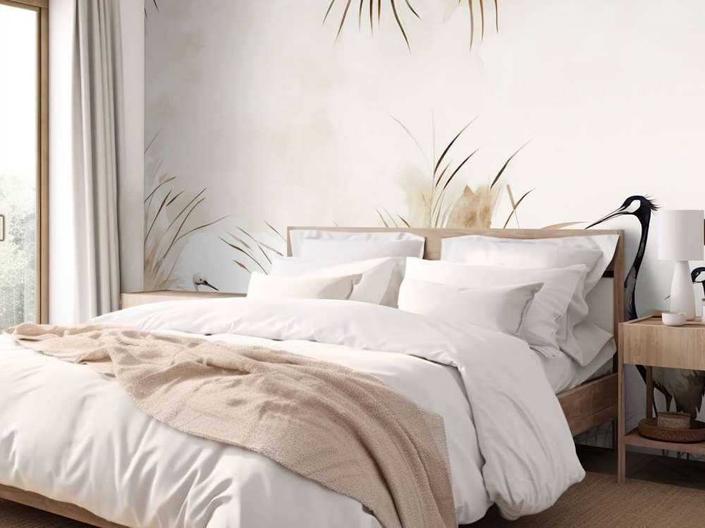 Żurawie w polu taupe